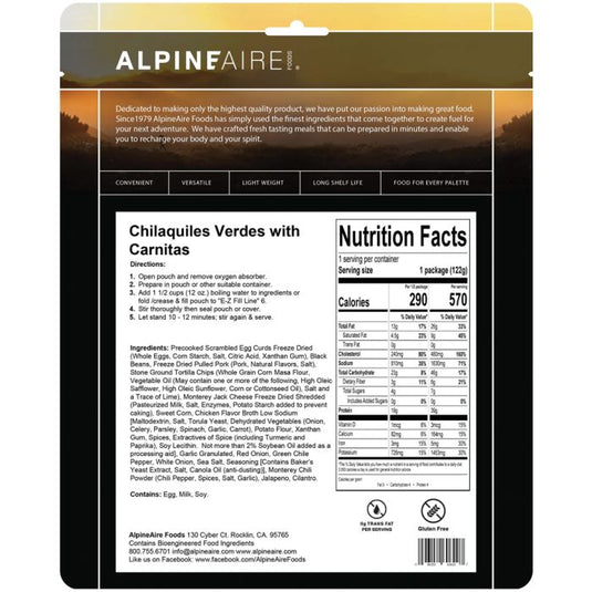 ALPINE AIRE CHILAQUILES VERDES W/ CARNITAS