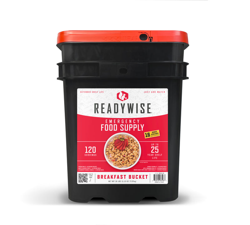 Load image into Gallery viewer, READY WISE EMERGENCY FOOD 120 SERV BREAKFAST BUCKET
