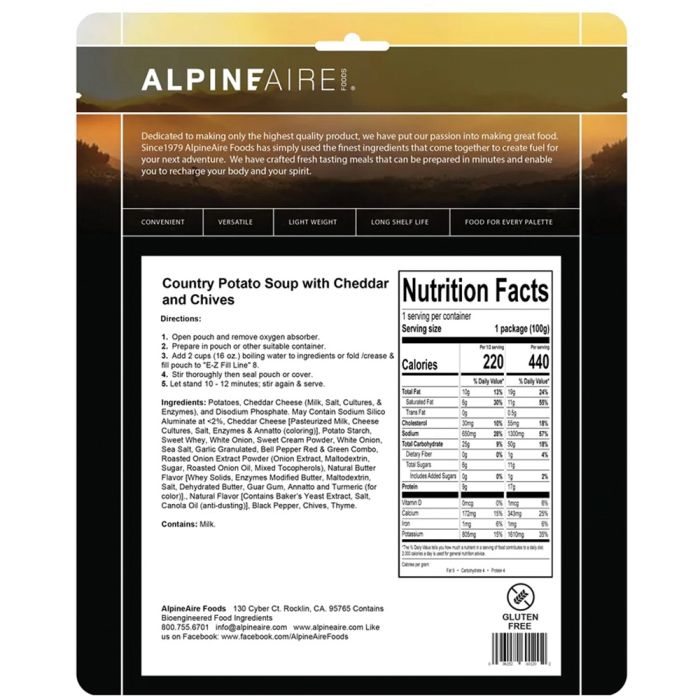 Load image into Gallery viewer, ALPINE AIRE COUNTRY POTATO SOUP W/ CHEDDAR &amp; CHIVES
