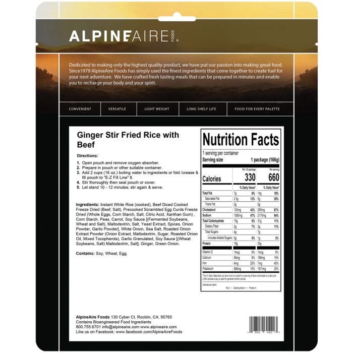 Load image into Gallery viewer, ALPINE AIRE GINGER STIR FRIED RICE W/ BEEF
