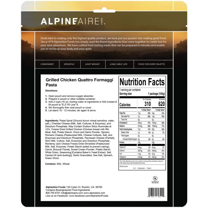 Load image into Gallery viewer, ALPINE AIRE GRILLED CHICKEN FORMAGGI PASTA

