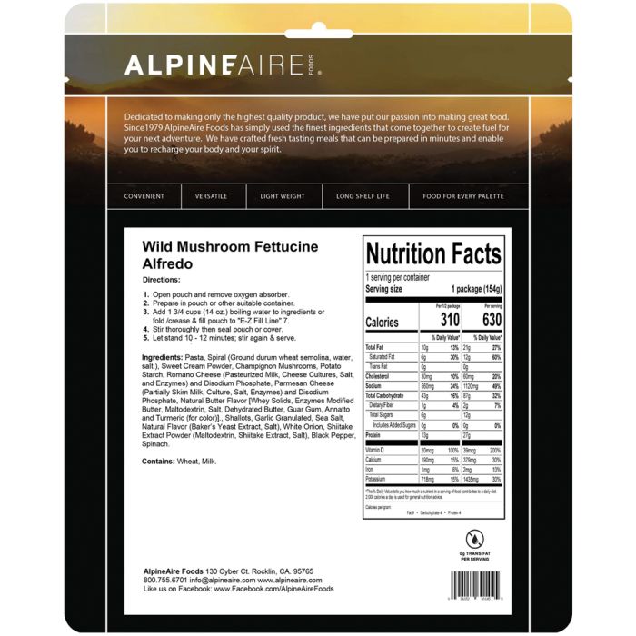Load image into Gallery viewer, ALPINE AIRE WILD MUSHROOM FETTUCCINE ALFREDO
