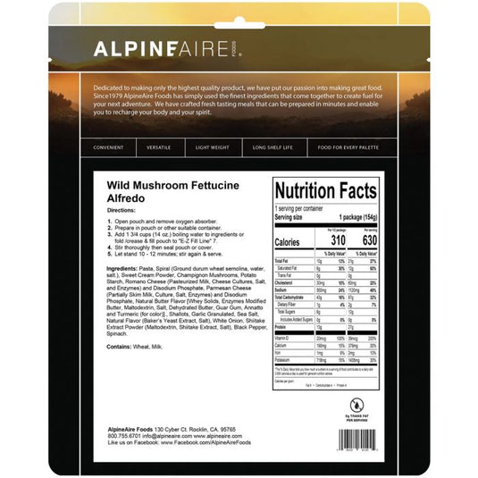ALPINE AIRE WILD MUSHROOM FETTUCCINE ALFREDO