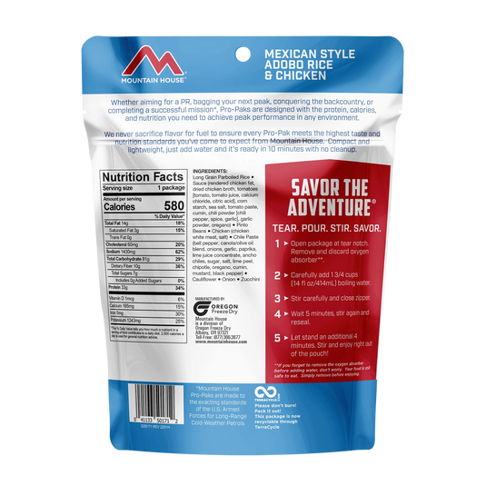 MOUNTAIN HOUSE PRO PAK MEXICAN ADOBO RICE & CHKN