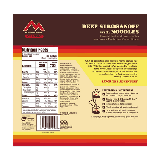 MOUNTAIN HOUSE CLASSIC BEEF STROGANOFF W/ NOODLES