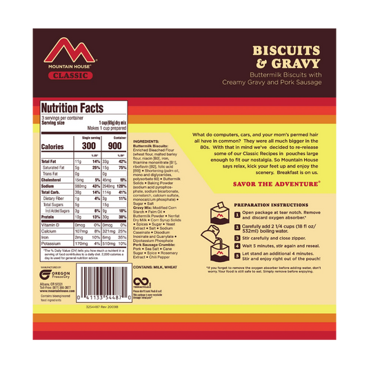 MOUNTAIN HOUSE CLASSIC BISCUITS AND GRAVY