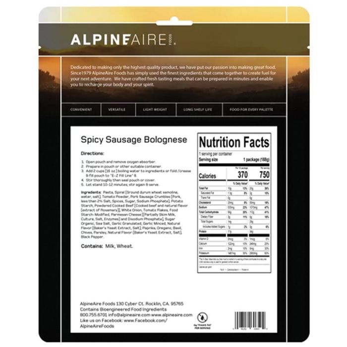 Load image into Gallery viewer, ALPINE AIRE SPICY SAUSAGE PASTA
