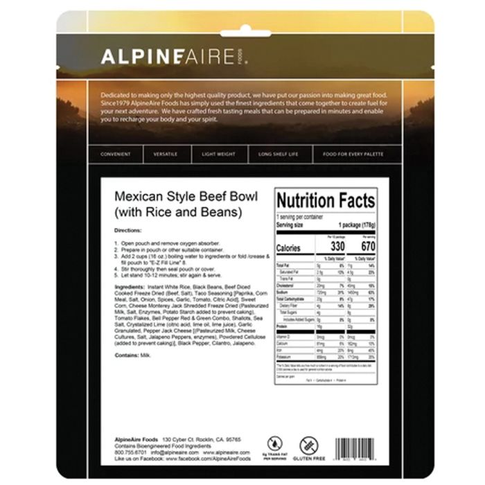 Load image into Gallery viewer, ALPINE AIRE MEXICAN STYLE BEEF BOWL
