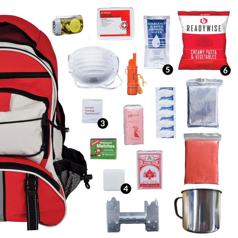 Load image into Gallery viewer, READY WISE 64 PC SURVIVAL BACKPACK - RED
