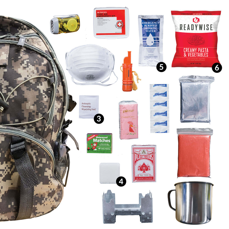 Load image into Gallery viewer, READY WISE 64 PC SURVIVAL BACKPACK - CAMO
