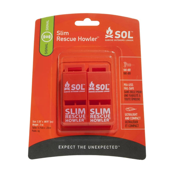 SOL SLIM RESCUE HOWLER WHISTLE 2PC